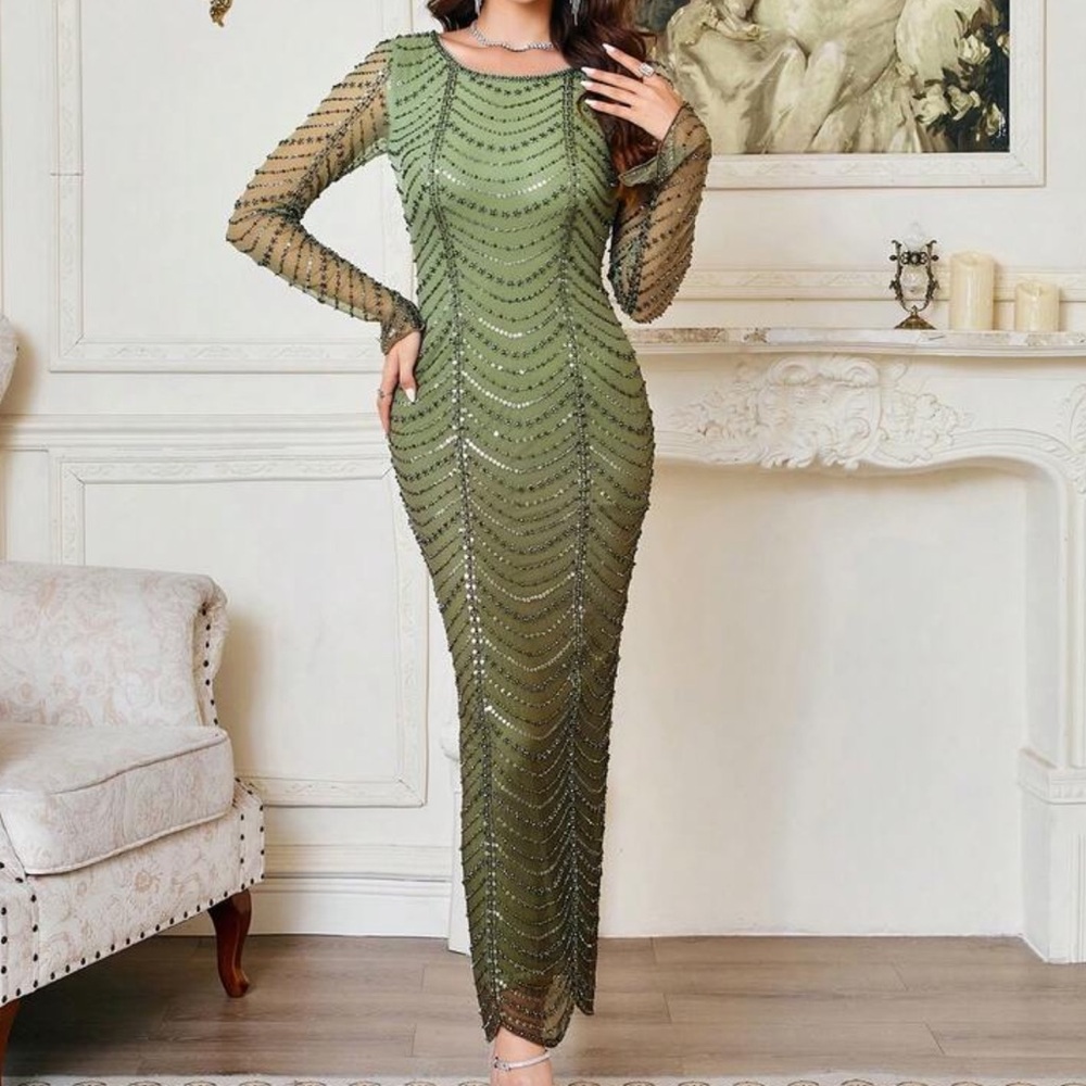 Elegant Green Evening Dress